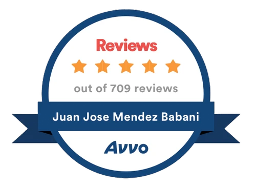 AVVO five-star reviews badge — Juan Jose Mendez Babani